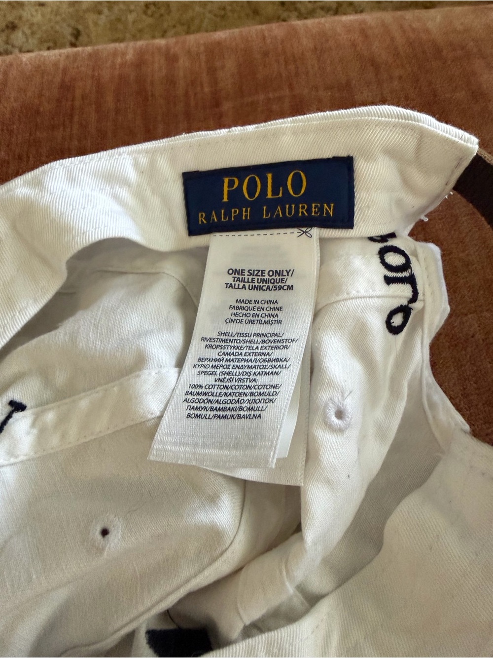 Ralph Lauren White Baseball Cap with Navy Polo Player. OS - Picture 4 of 5